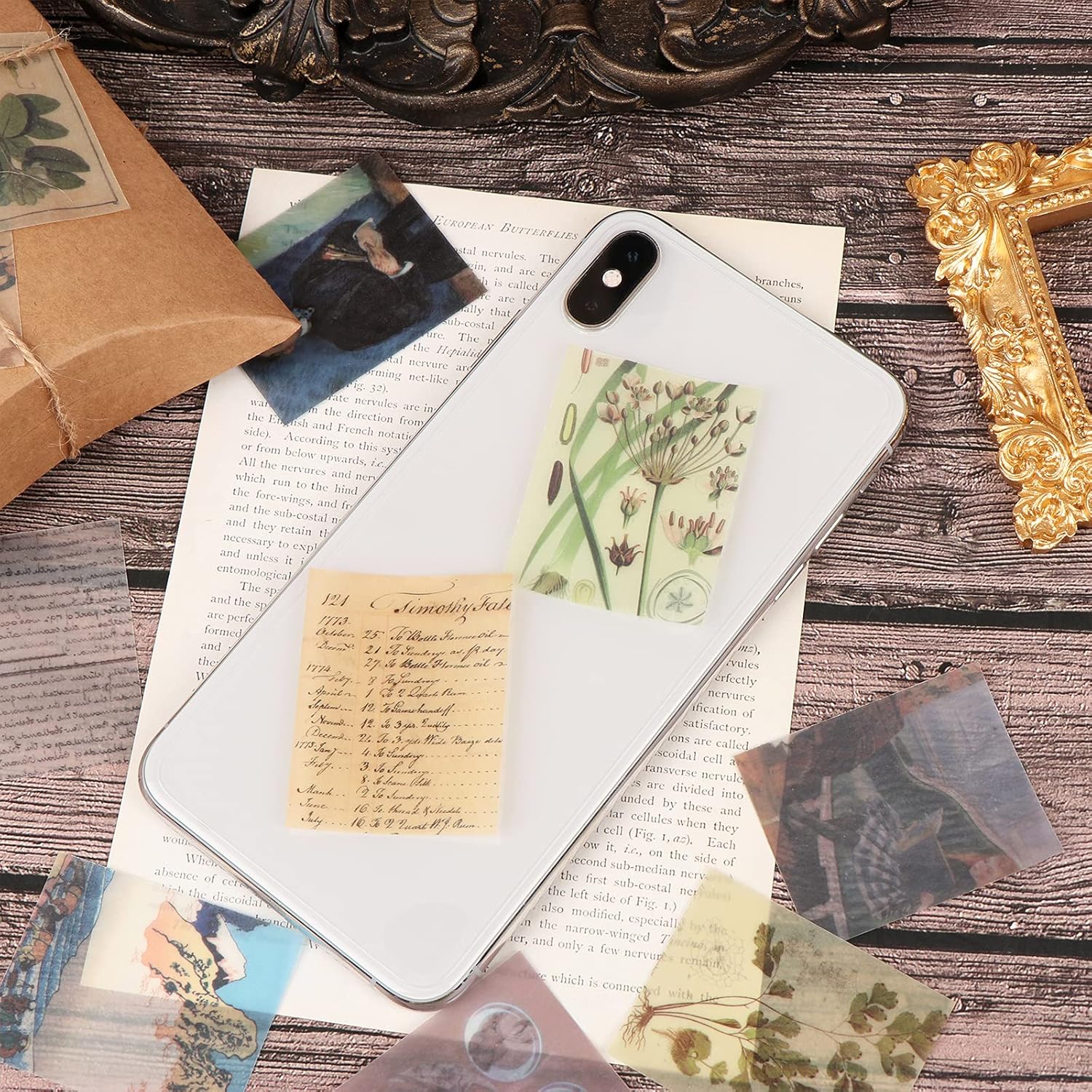 Uoeo 732Pcs Vintage Scrapbooking DIY Material Paper Antique Retro Animal Floral Plant Art Decorative Paper for Scrapbooking Diary Journal Embellishment Supplies