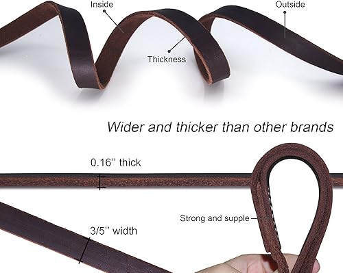 Miniatura 2 de Correa de entrenamiento para perros de cuero genuino. 46 pies de largo 35 pulgadas de ancho para perros medianos y grandes. (4 pies)