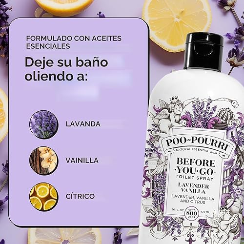 Miniatura 8 de Poo-Pourri Before-You-Go - Recarga de aerosol para inodoro, lavanda y vainilla, 16 onzas líquidas, hasta 800 usos, desodorante para baño con aceites