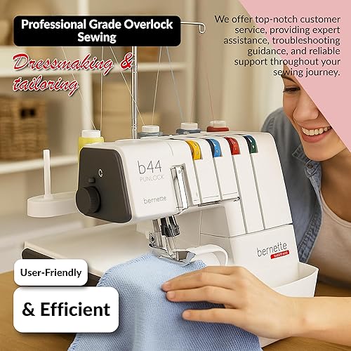 Miniatura 4 de Bernette B44 Funlock Serger Overlock Máquina con capacidad de rosca de 2/3/4, alimentación diferencial y roscado codificado por colores