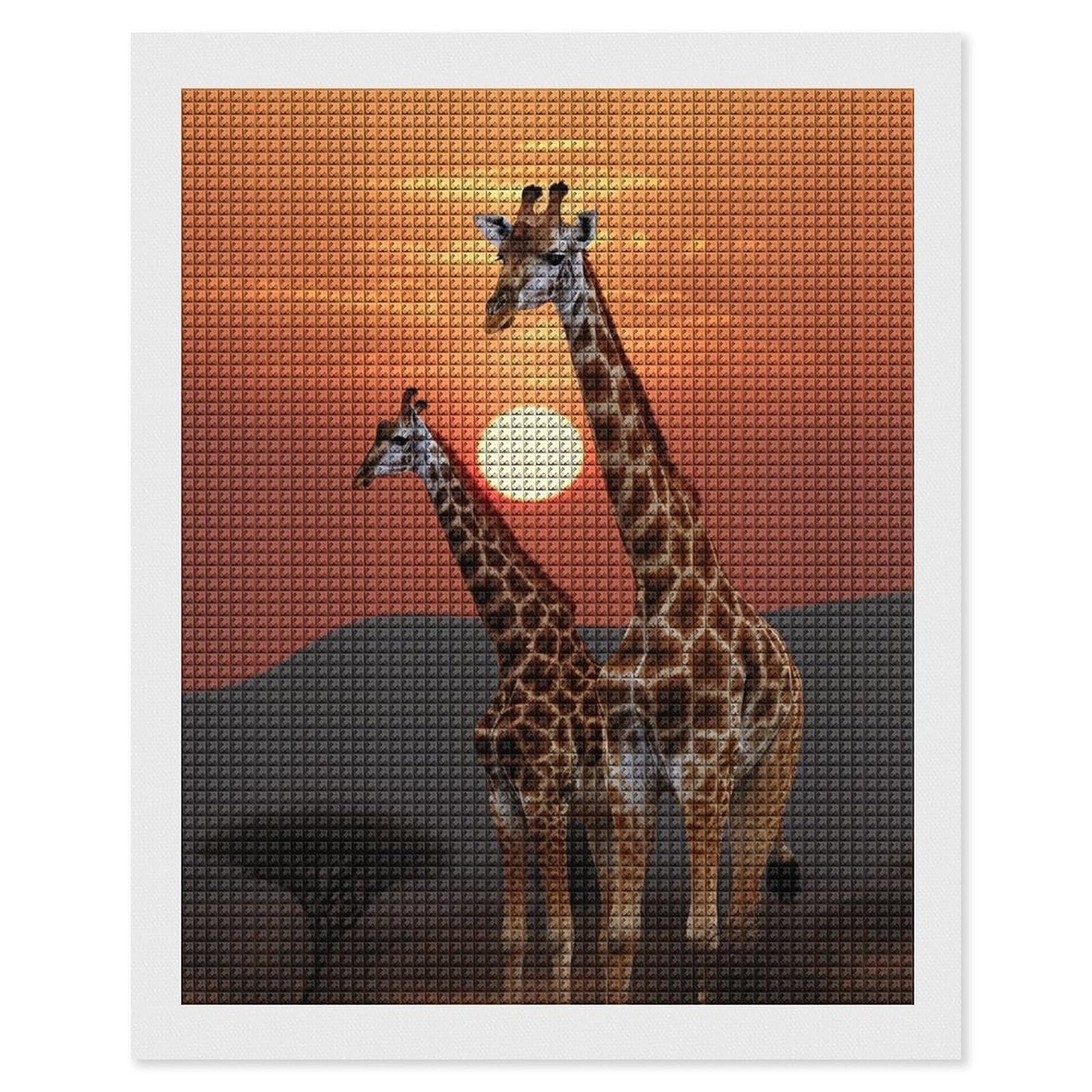 Giraffe At Sunset Diamond Art Kits for Adults, DIY 5D Diamonds Painting Kits for Beginner, Round Full Drill Diamond Dots Painting, 16"x20" Diamonds Pictures Gem Art and Crafts Wall Decor