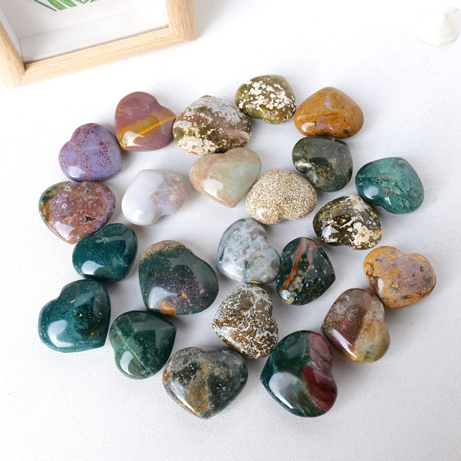 Amazon.co.jp: 1PC ランダム天然水晶オーシャンジャスパーハート