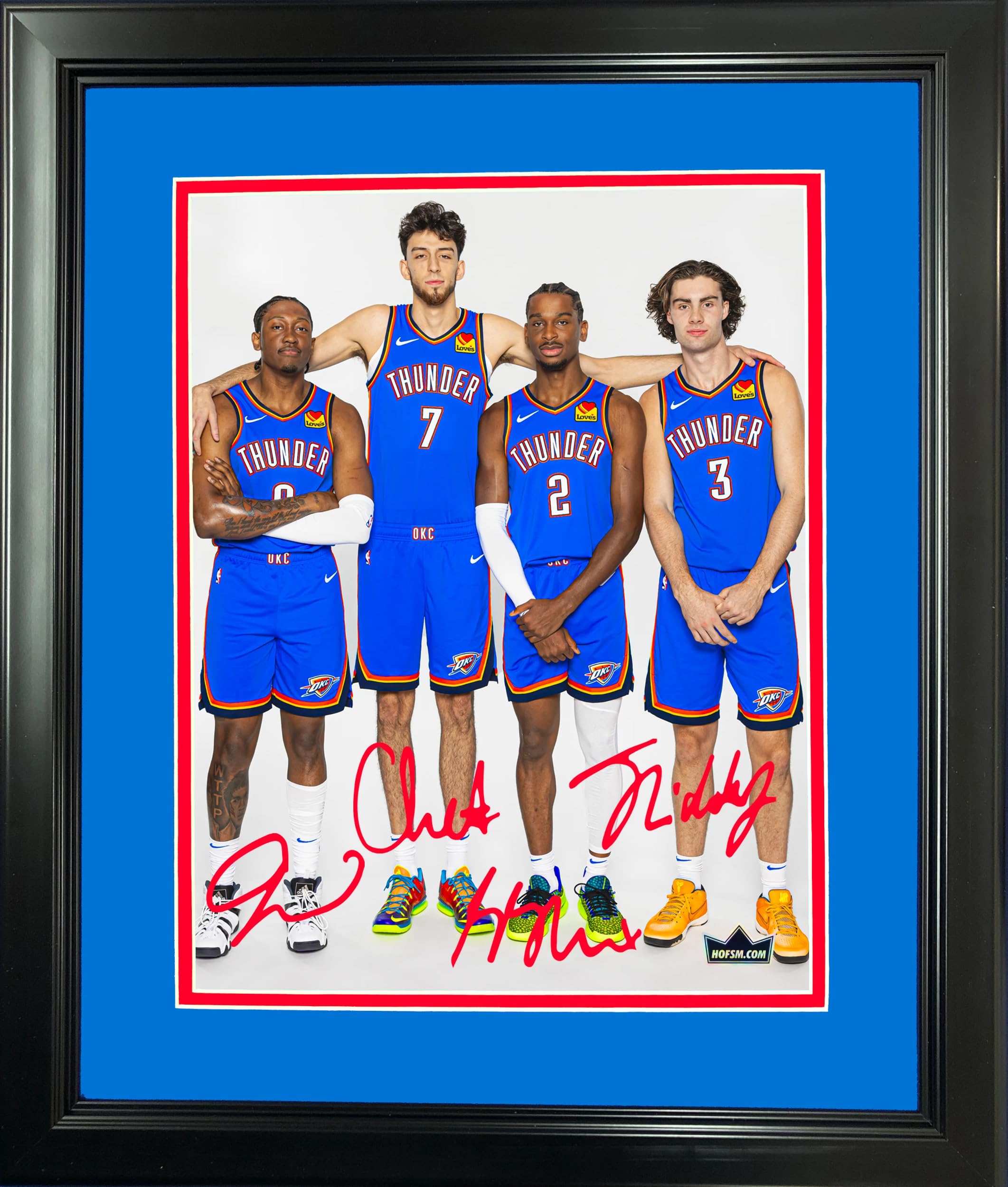 Framed Chet Holmgren Shai Gilgeous-Alexander Jalen Williams Josh Giddey Facsimile Laser Engraved Signature Auto 11