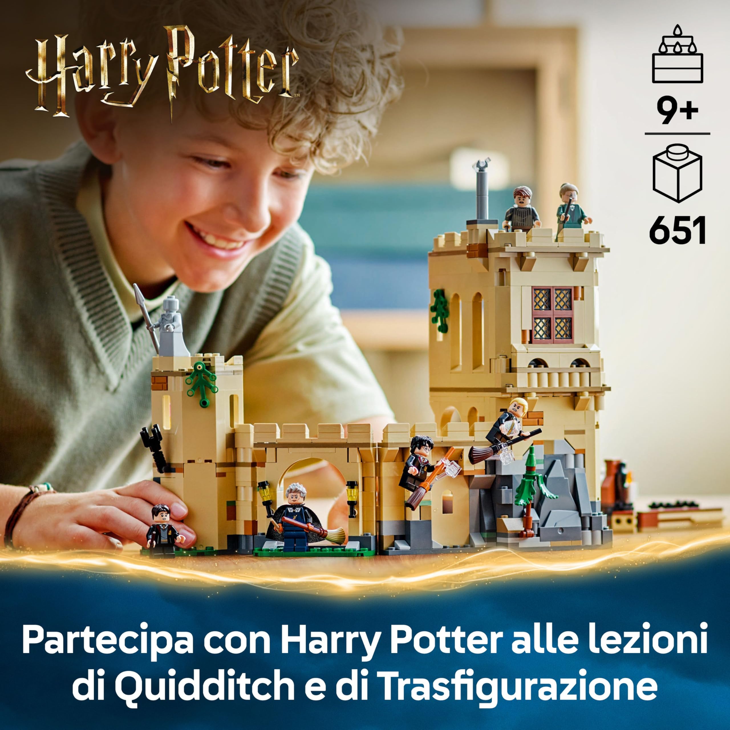 LEGO Harry Potter Castello di Hogwarts: Lezioni di Volo con 6 Minifigure da Collezione tra cui Draco Malfoy e la Professoressa McGonagall, Gioco di Ruolo per Bambini da 9 Anni dal Mondo Magico 76447