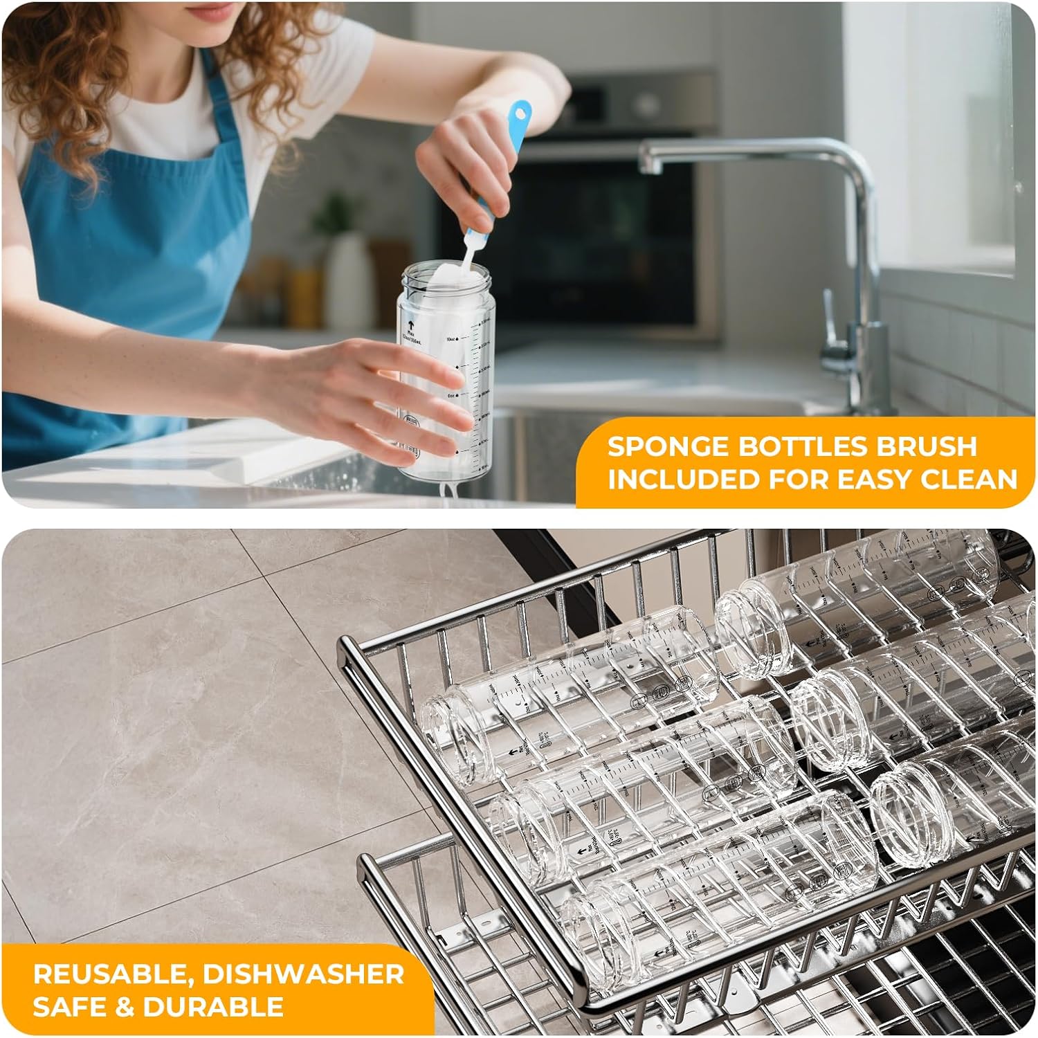 Sursip 16 oz Glass Juice Bottles – 4 Pack Wide Mouth Borosilicate Glass Bottles with Lids – Heat-Resistant, BPA Free, Leakproof & Reusable for Juicing, Smoothies, Milk, Protein, Water - Image 7