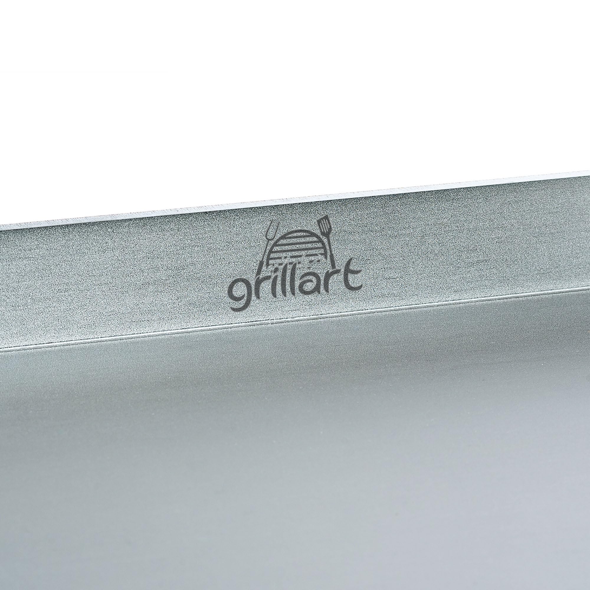 grillart® Premium Plancha Grillplatte mit Grillspachtel aus massiven 4mm Edelstahl – 30x40cm Universalgröße auch Induktion geeignet – Spülmaschinenfest und rostfrei
