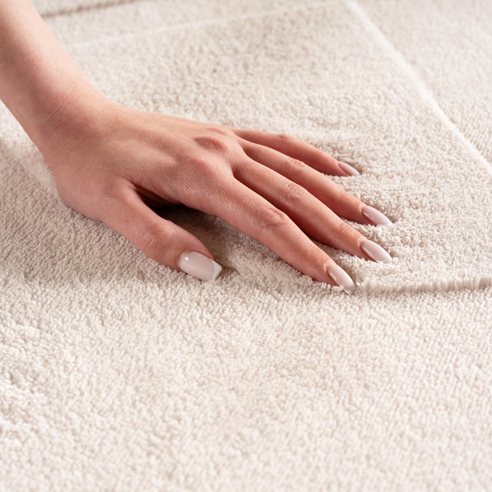 HomebyHome Tapis bohème 160 x 230 cm crème Poils courts scandinaves doux Effet 3D Lavable et facile d'entretien Moderne pour salon, salle à manger ou chambre