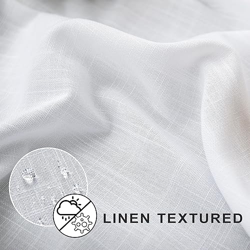 Miniatura 2 de KOUFALL Cortinas de ducha blancas de 80 pulgadas de largo para baño, tela de lino natural, impermeable, juego de cortinas de ducha con ganchos, 72