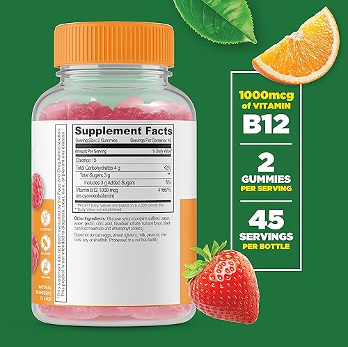 Miniatura 3 de Lifeable Magnesio + vitamina B12, paquete de gomitas Gran sabor, suplemento vitamínico, sin gluten, sin OMG, gomita masticable
