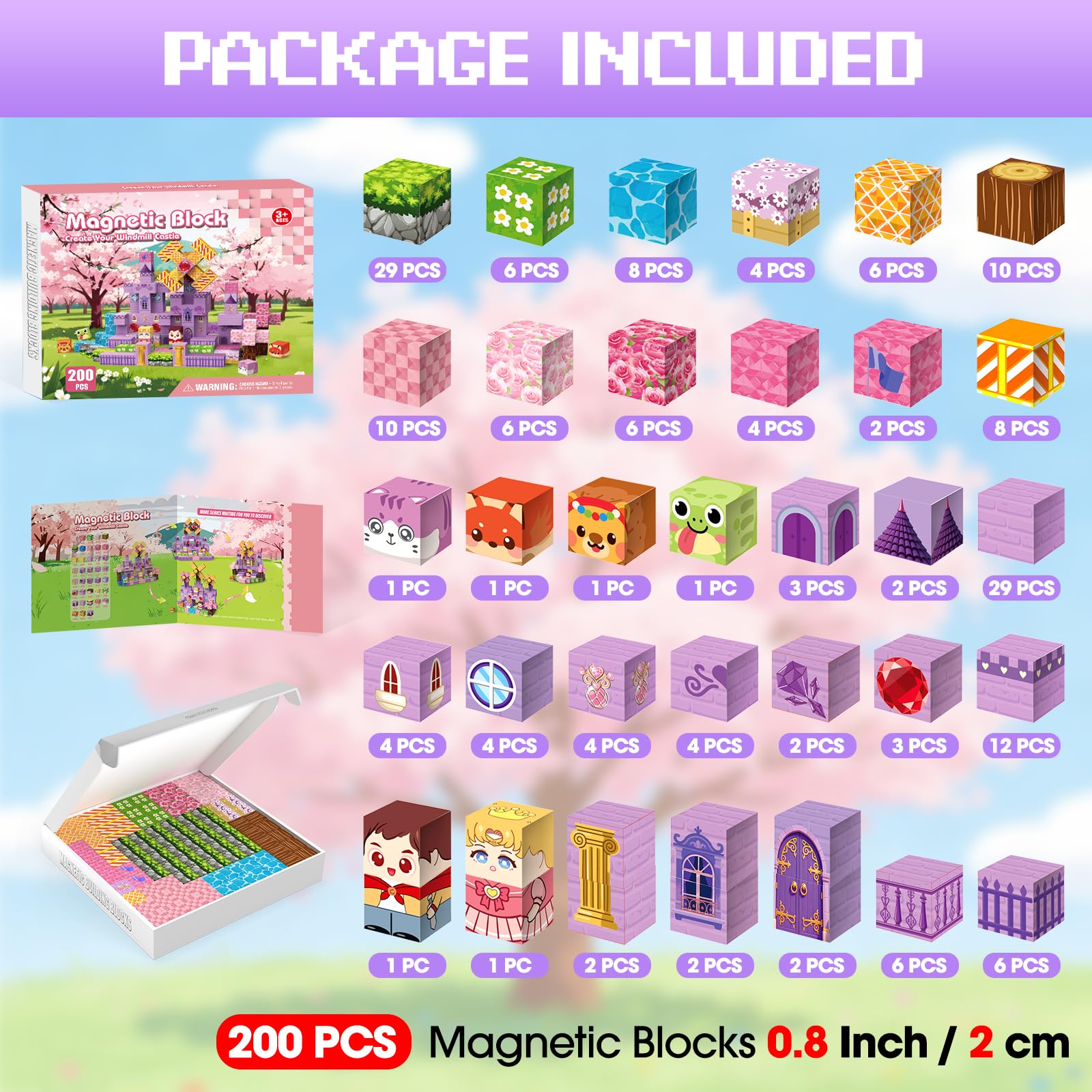Bloque de construcción magnético para niñas 200 pcs