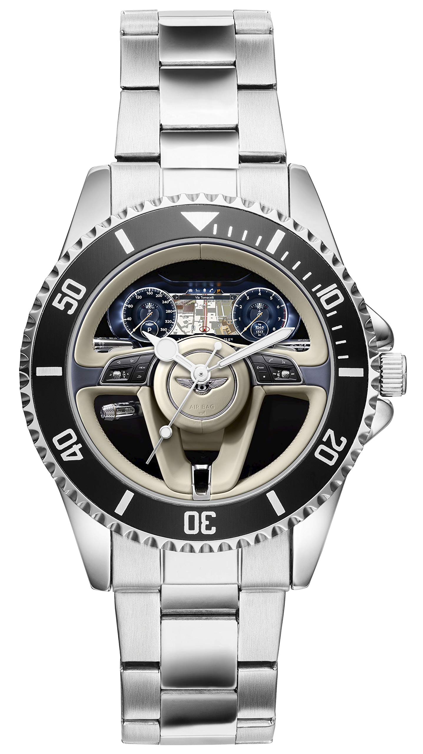 KIESENBERGMen's Watch Gift for Bentley Continental GT Fans Cockpit Quartz Analog Wrist Watch 20866