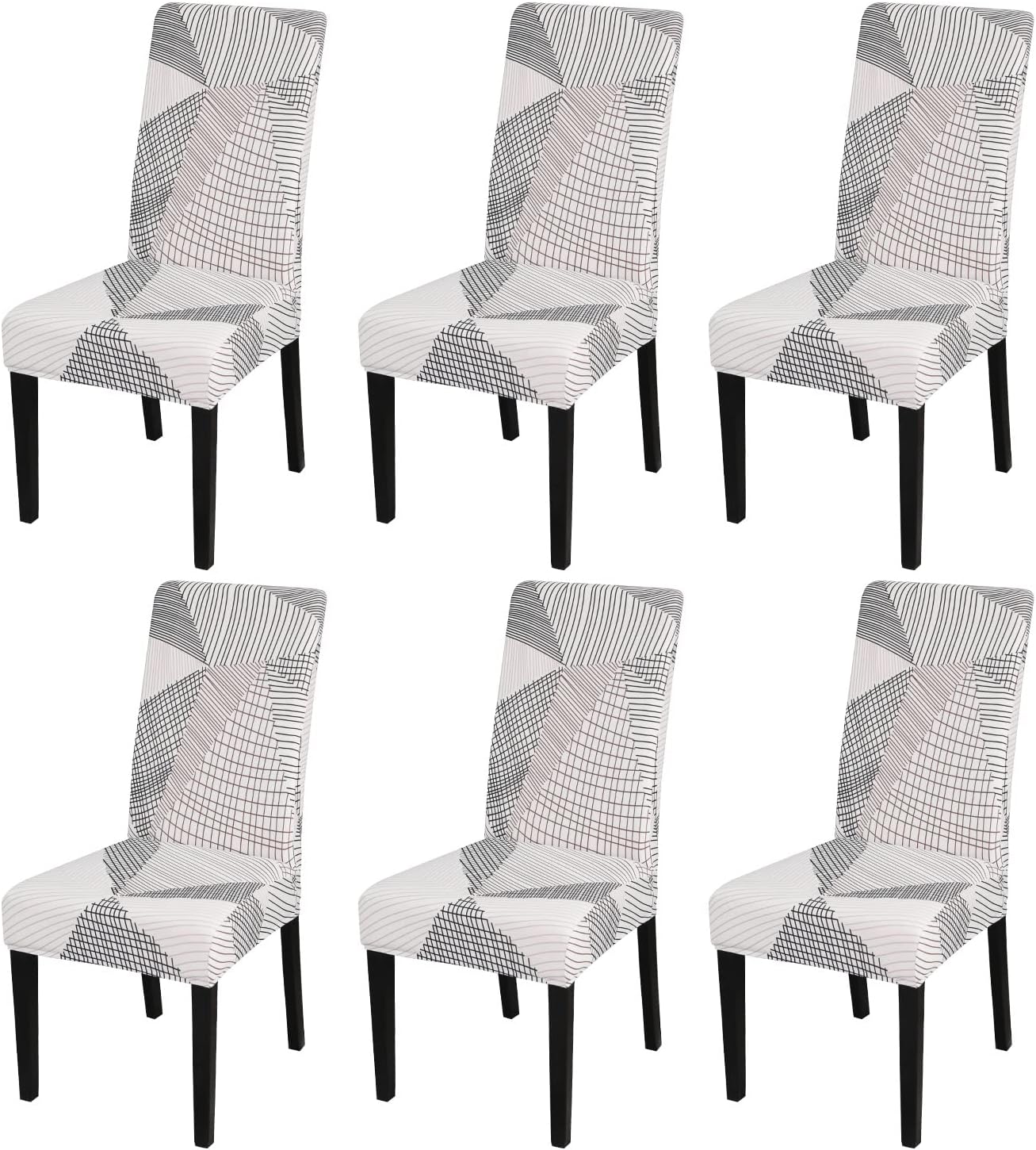 JQinHome White Chair Covers for Dining Room Set of 6, High