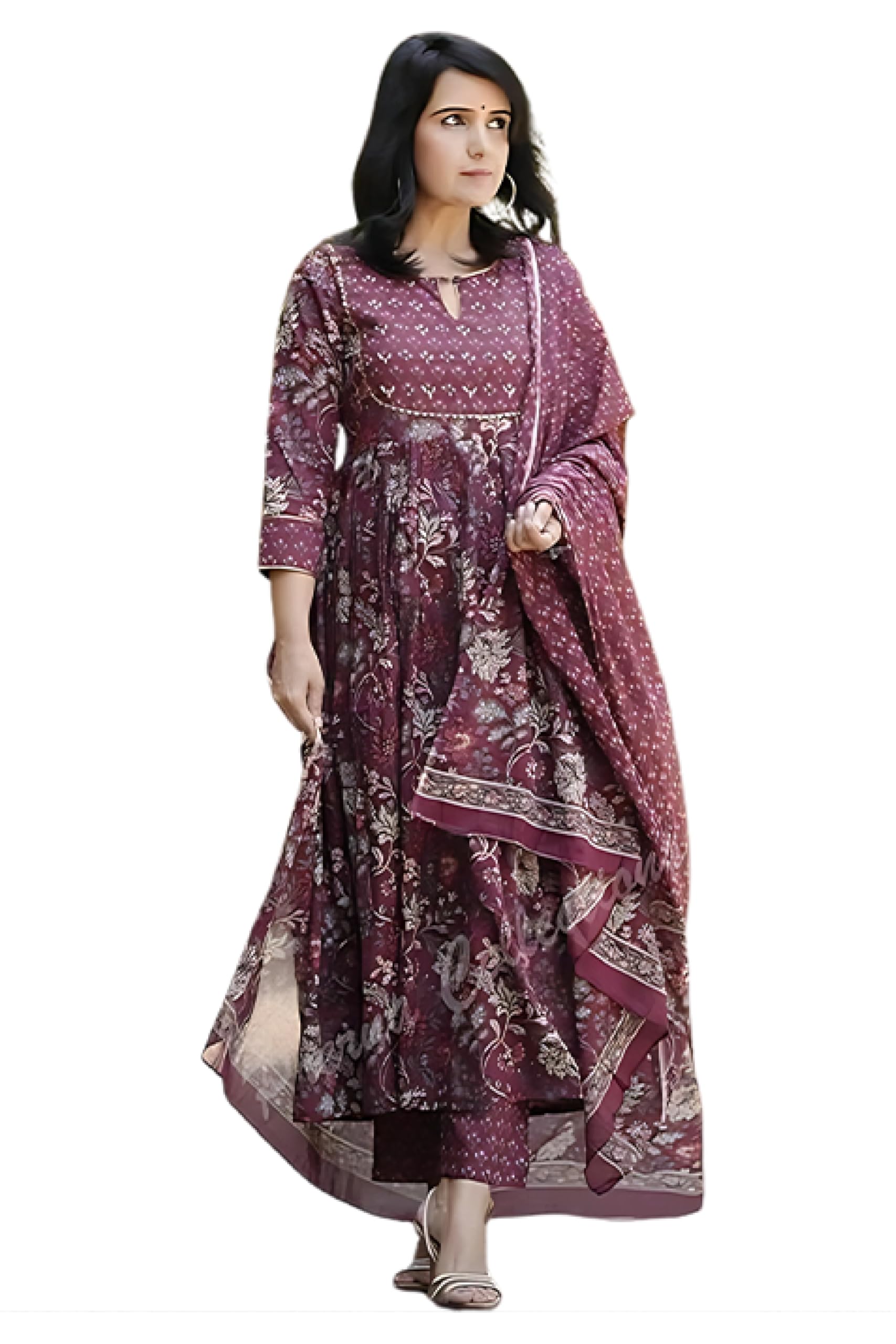 rajnandini Women Pure Cotton Jaipuri Printed Kurta And Pant With Dupatta Set (JOPLJPR867-P_P)-picture-32