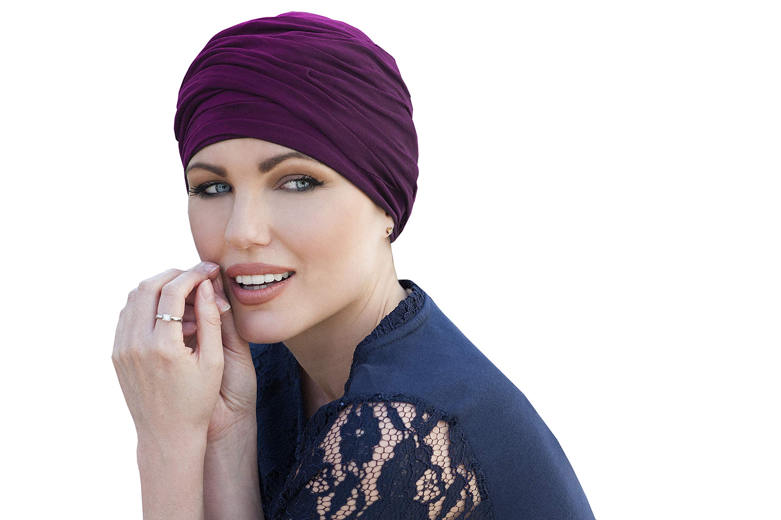MASUMI Chemo Headwear for Women UK | Chemotherapy Head Coverings | Cancer Turban Headband for Hair Loss | Alopecia Hats | Scarlet (Colour: Purple)