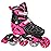 Roller Derby Tracer Adjustable Inline Skates for Boys, Girls, Kids, Beginners, Youth Black/Pink Size Medium (2-5)