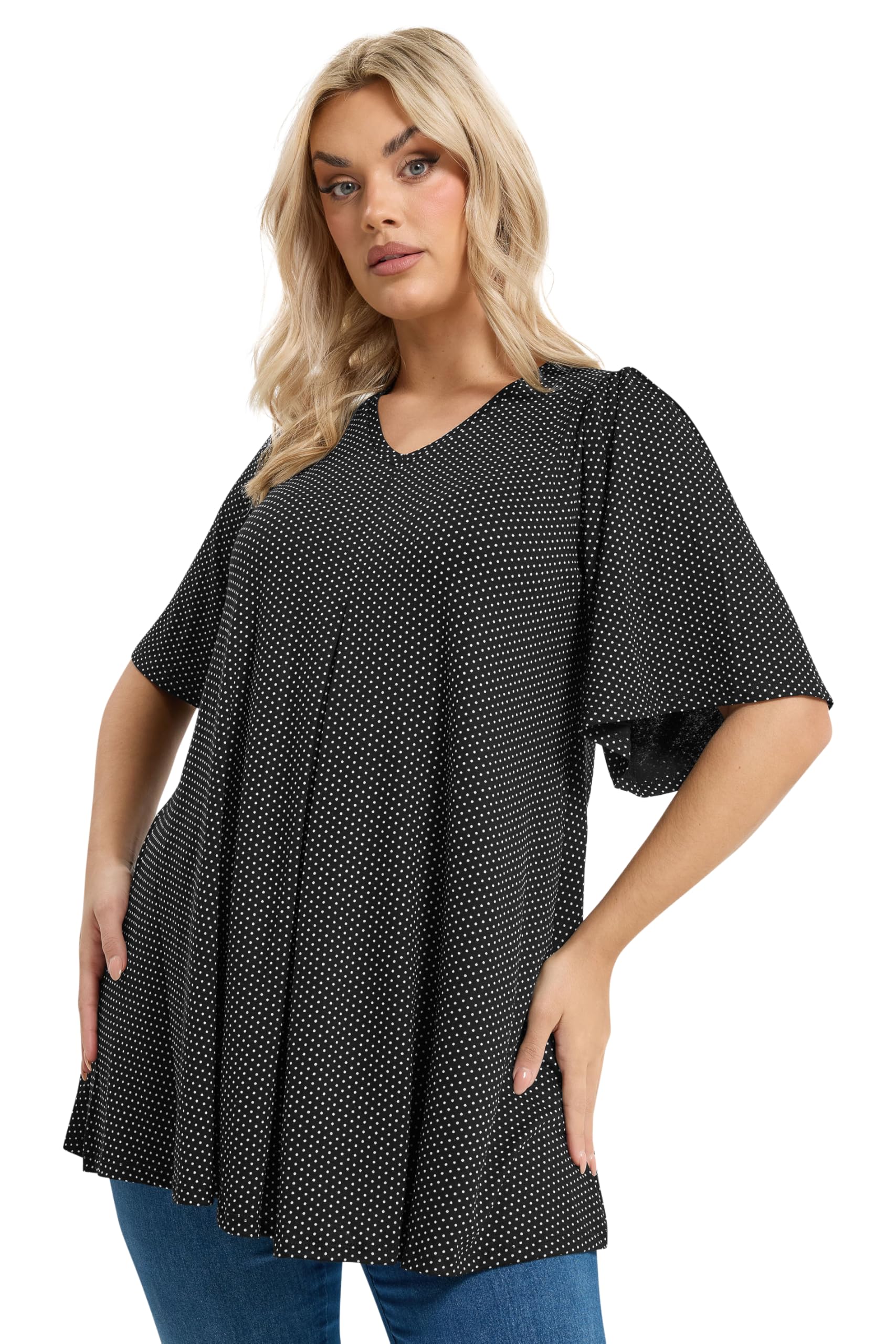 Yours - Women's Top - Polka Dot Print - Black - Size 26-28