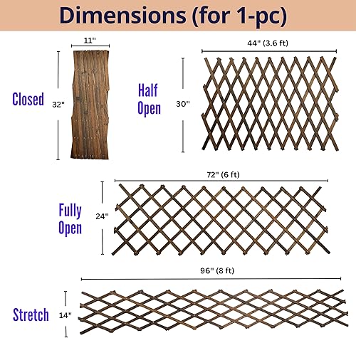 Miniatura 3 de ShopLaLa Valla de jardín  Paquete de 2, total de 12 pies de largo, bordes de flores de celosía de madera para patio, césped, paisaje, patio,