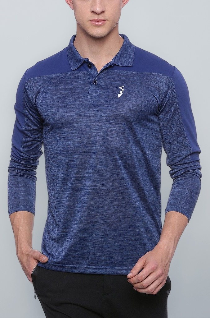 Men's Blue Colour-Blocked Dri-Fit Activewear T-Shirt Regular Fit for Casual Wear | Structured T-Shirt Crafted with Comfort Fit and High-Performance for Everyday Wear