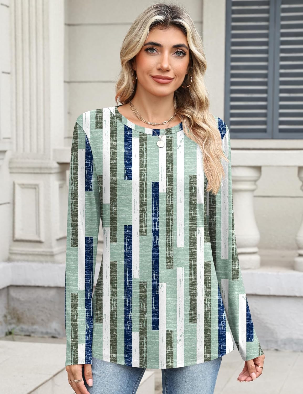 TCOT Women Long Sleeve Crew Neck Tee Tops Trendy Casual Dressy Blouses Spring Clothes Pullover Shirts - Image 4