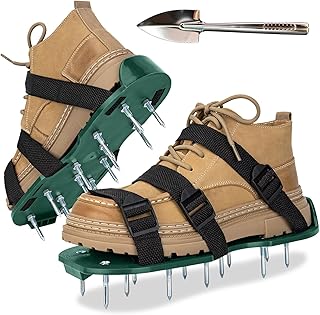 Lawn Aerator Shoes with Adjustable Strap and Heavy Duty Spikes for Grass Aerating Patio Garden On...