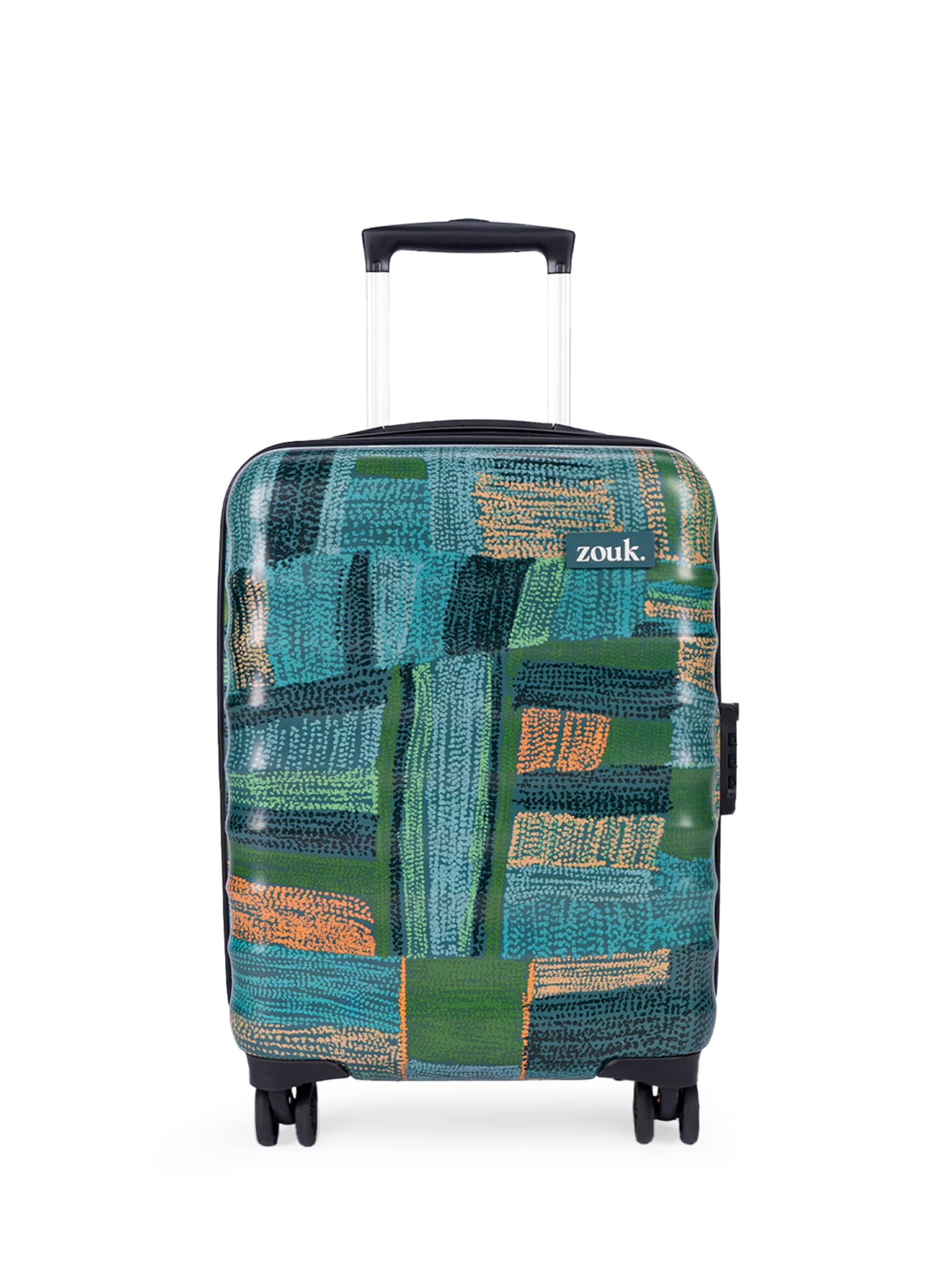Indus Lattice Green Amorah Trolley Bag for Travel | Unbreakable Polycarbonate Shell | Dual 360° Spinner Wheels | TSA Lock | Cabin Size 56 cm | 3-Year Warranty