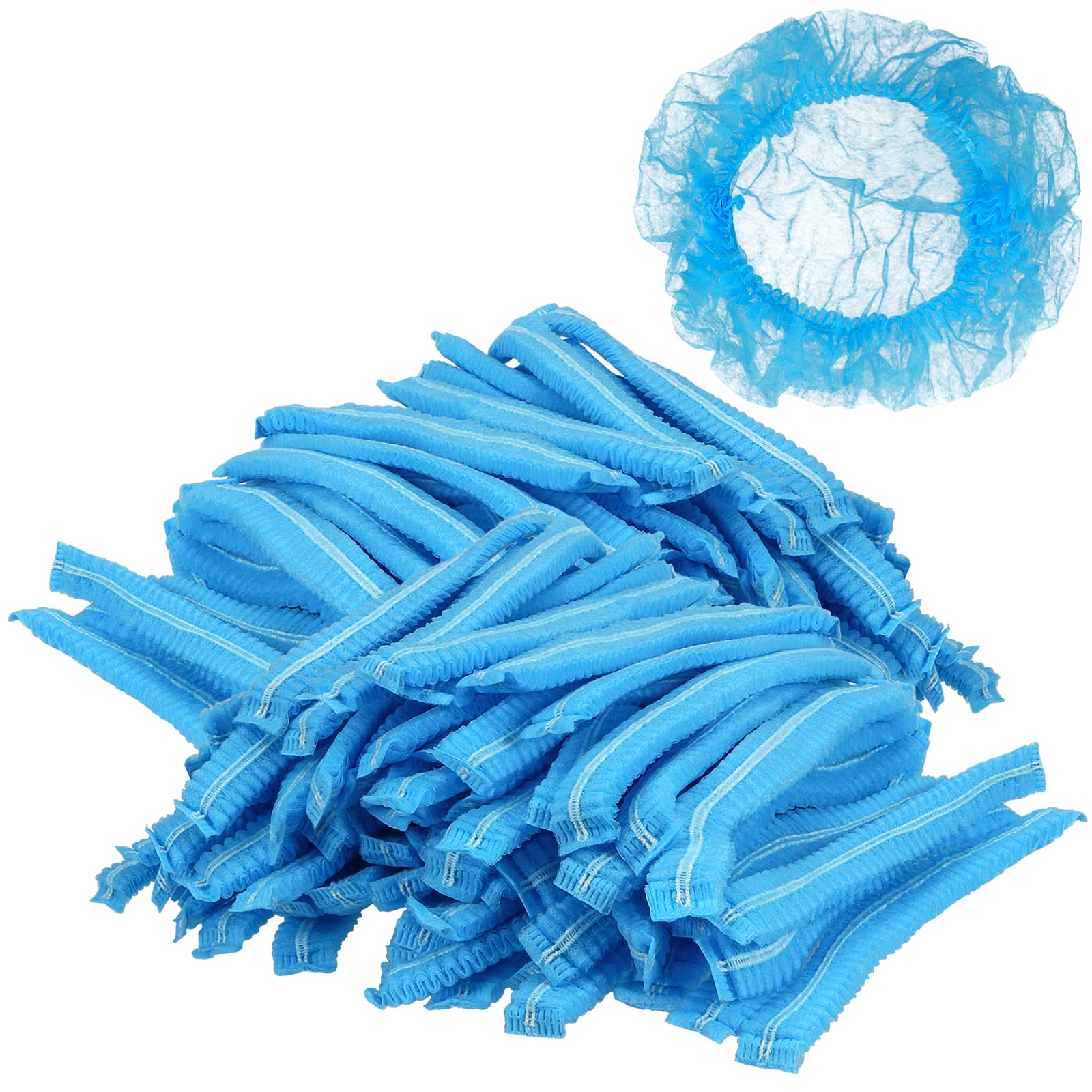 MUKCHAP 400 Pack Blue Mob Caps, Non Woven Hair Net Mop Caps, Hair Head Cover Net with Double Elastic for Catering, Food Industry, Beauty, Kitchen
