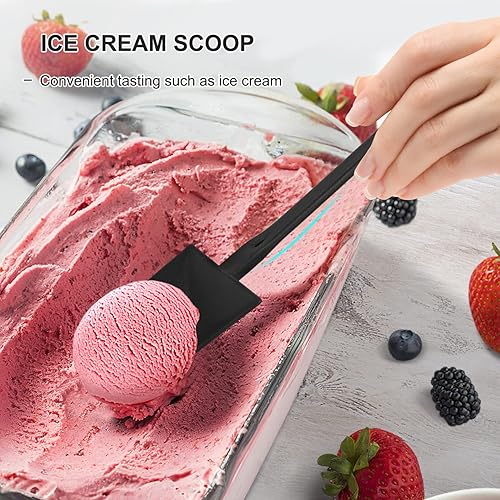 Miniatura 9 de KALLORY 50 cucharas desechables de pala, cucharas de helado, mini postres de plástico, pala, pudín, cucharas de yogur, cucharas de degustación para