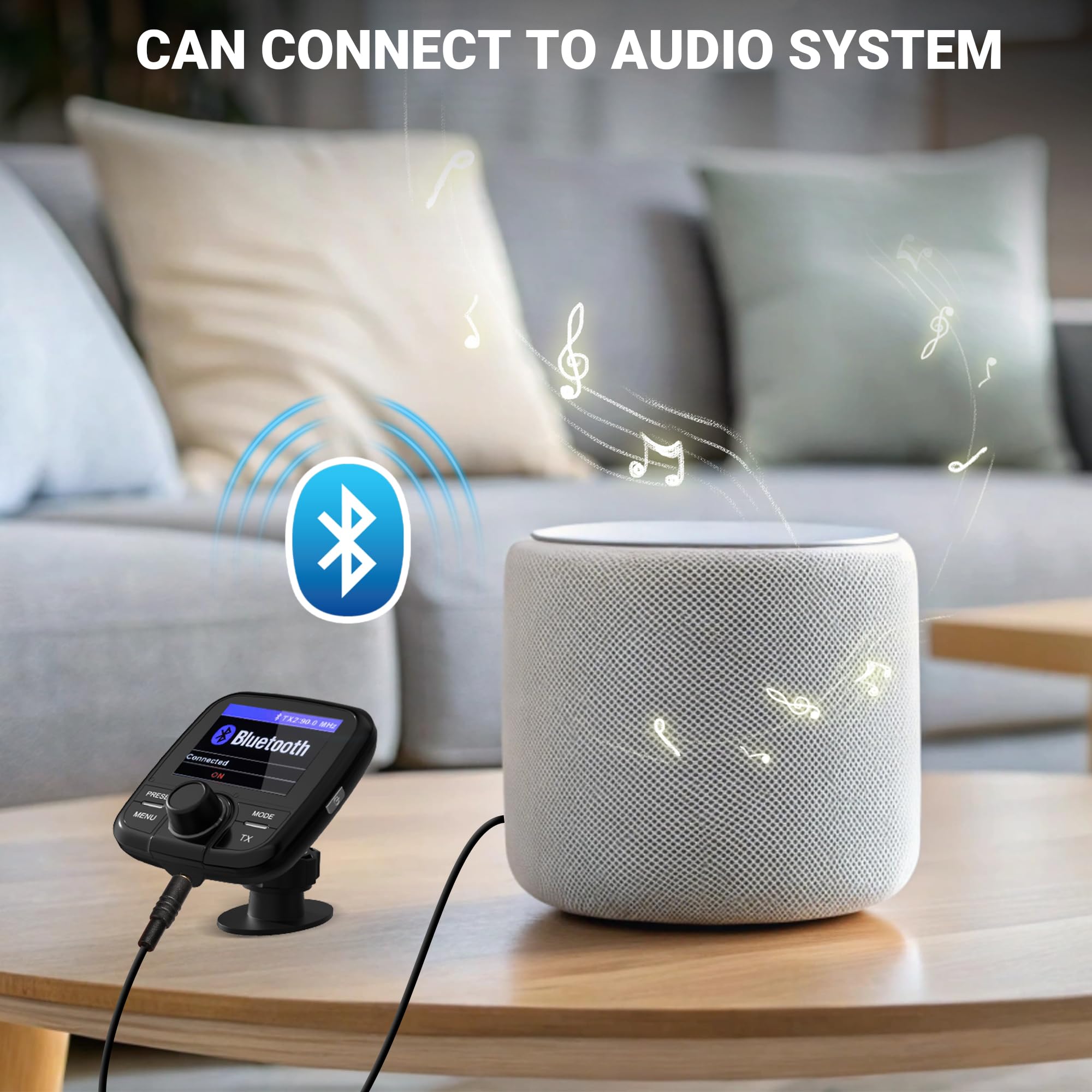 Tin-Nik DAB-389N DAB Adapter für Autoradio, FM-Transmitter für DAB+ Sender und Bluetooth-Verbindung vom Smartphone zum UKW-Radio, Bluetooth- Freisprechen und Musik