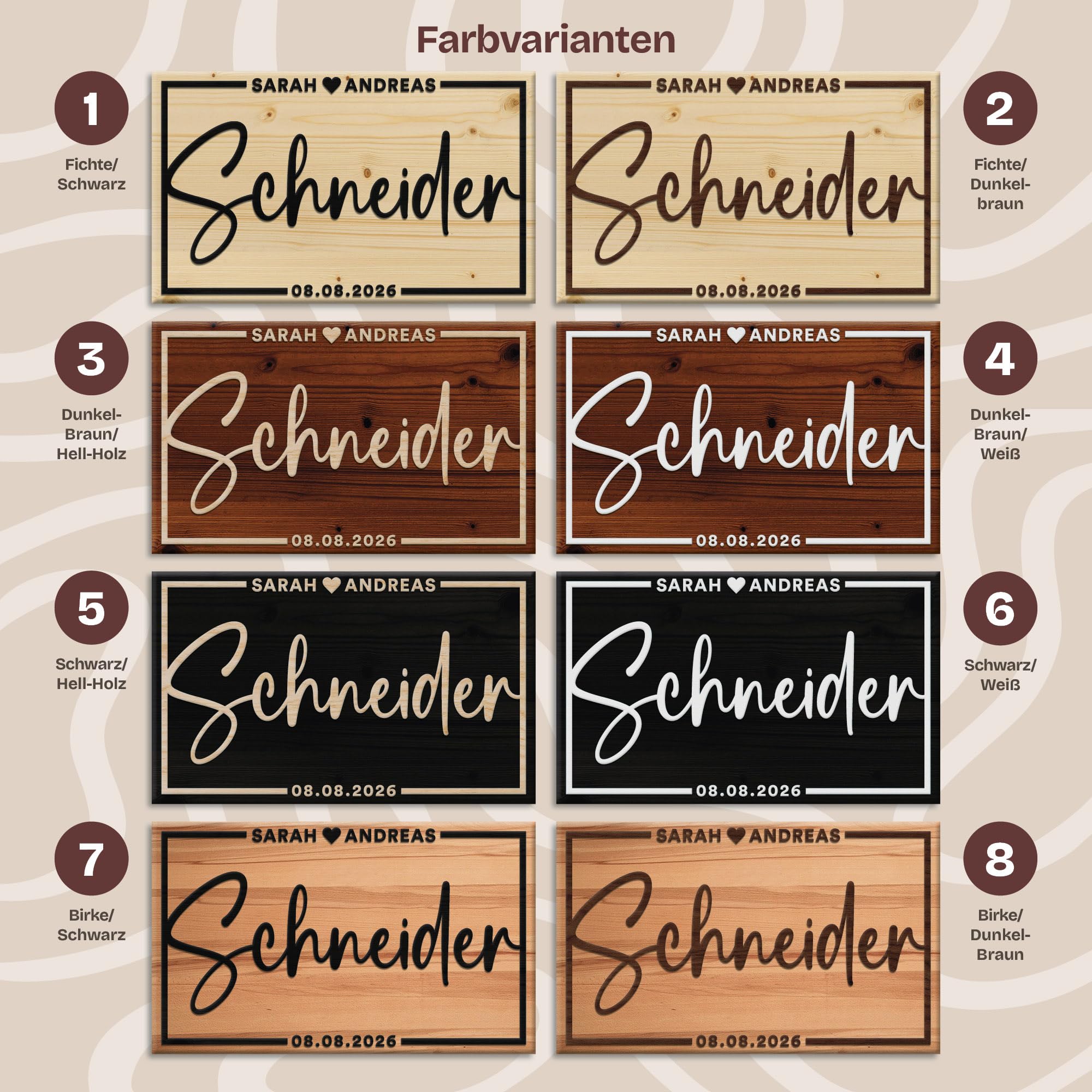 ARTFAVES® Personalisiertes Holzbild - Du-Ich-Wir - individuelles, persönliches Schild aus Holz, Geschenk zur Hochzeit, Valentinstag, Kennenlerntag, Verlobung, Wohnung Einzug