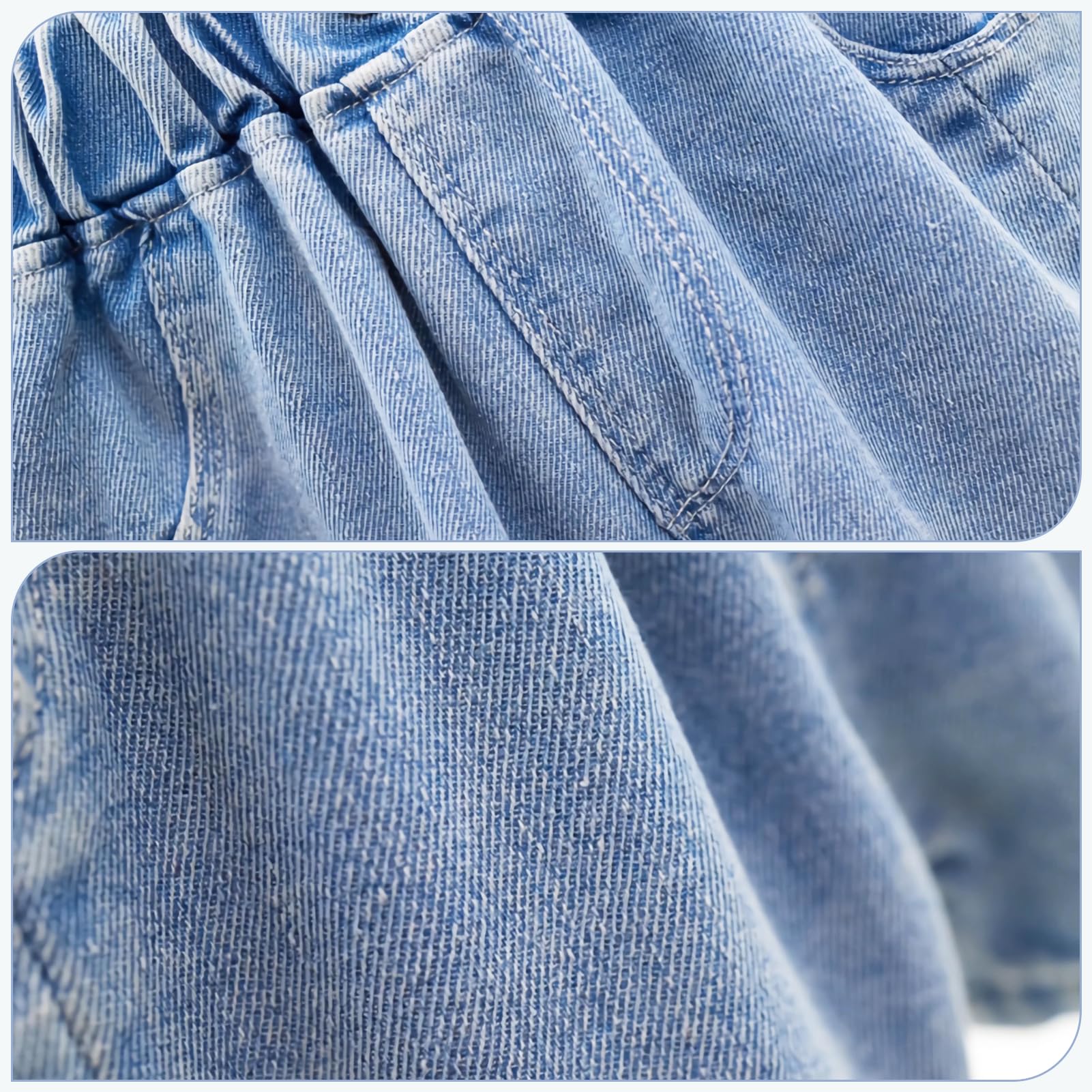 Kinder Mädchen Jeans Shorts Denim Kurze Hosen 2er-Pack Lässige Dünne Shorts für Sommer