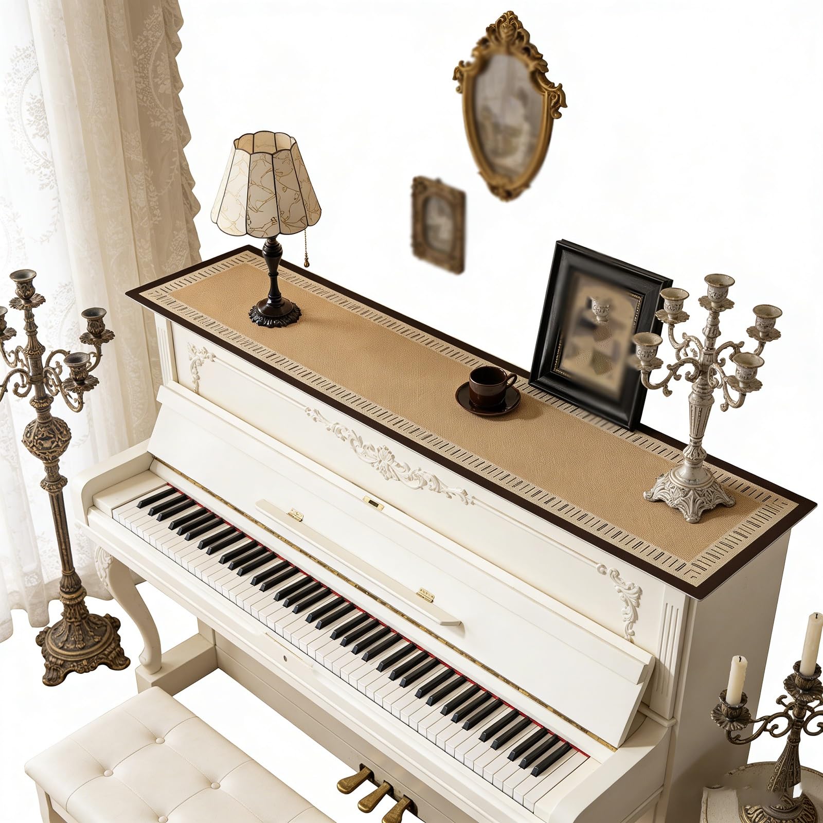 Runner da tavolo in pelle PVC per pianoforte, cassettiera, mobile TV, copertura antipolvere, 40 x 180 cm