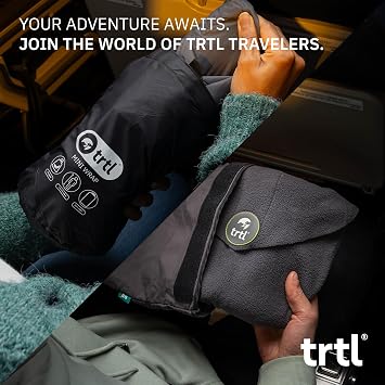 Trtl Travel Pillow and Mini Wrap - Comfortable Neck Pillow for Traveling - Compact, Packable Travel Blanket to Stay Cozy On-the-Go - Gray