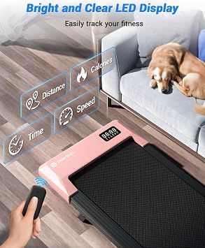 DeerRun Under Desk Walking Pad Treadmill for Home Office & Small Spaces, 6% Manual Incline, 0.63.8 MPH Walking Speed, 2.5 HP, 300 lb Capacity, App & Remote Control