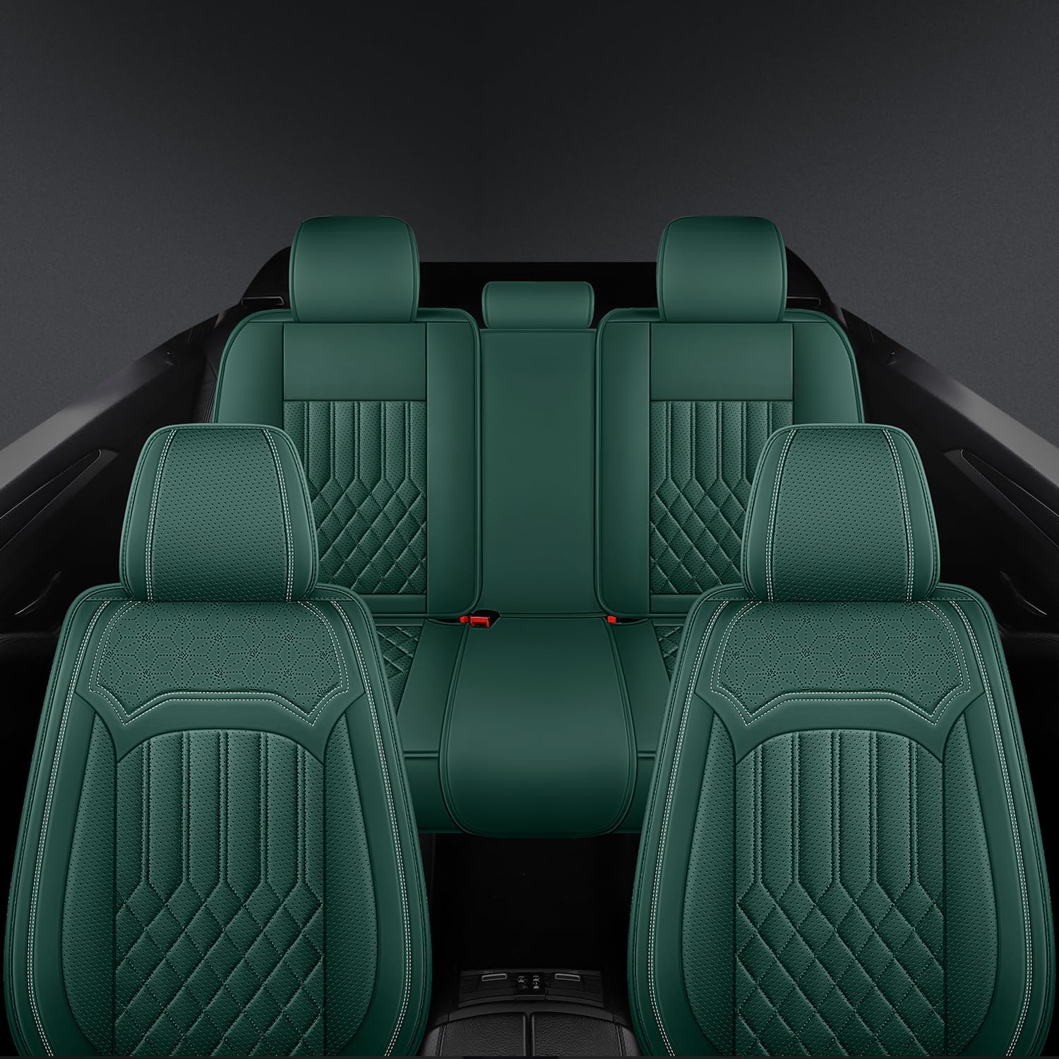 Car Seat Covers for Subaru Crosstrek 2016-2023 2024 2025, Full Set Stylish Breathable Faux Leather Seat Cover Waterproof Seat Protector,Comfort Car Chair Cushion Vehicle Seat Covers Green