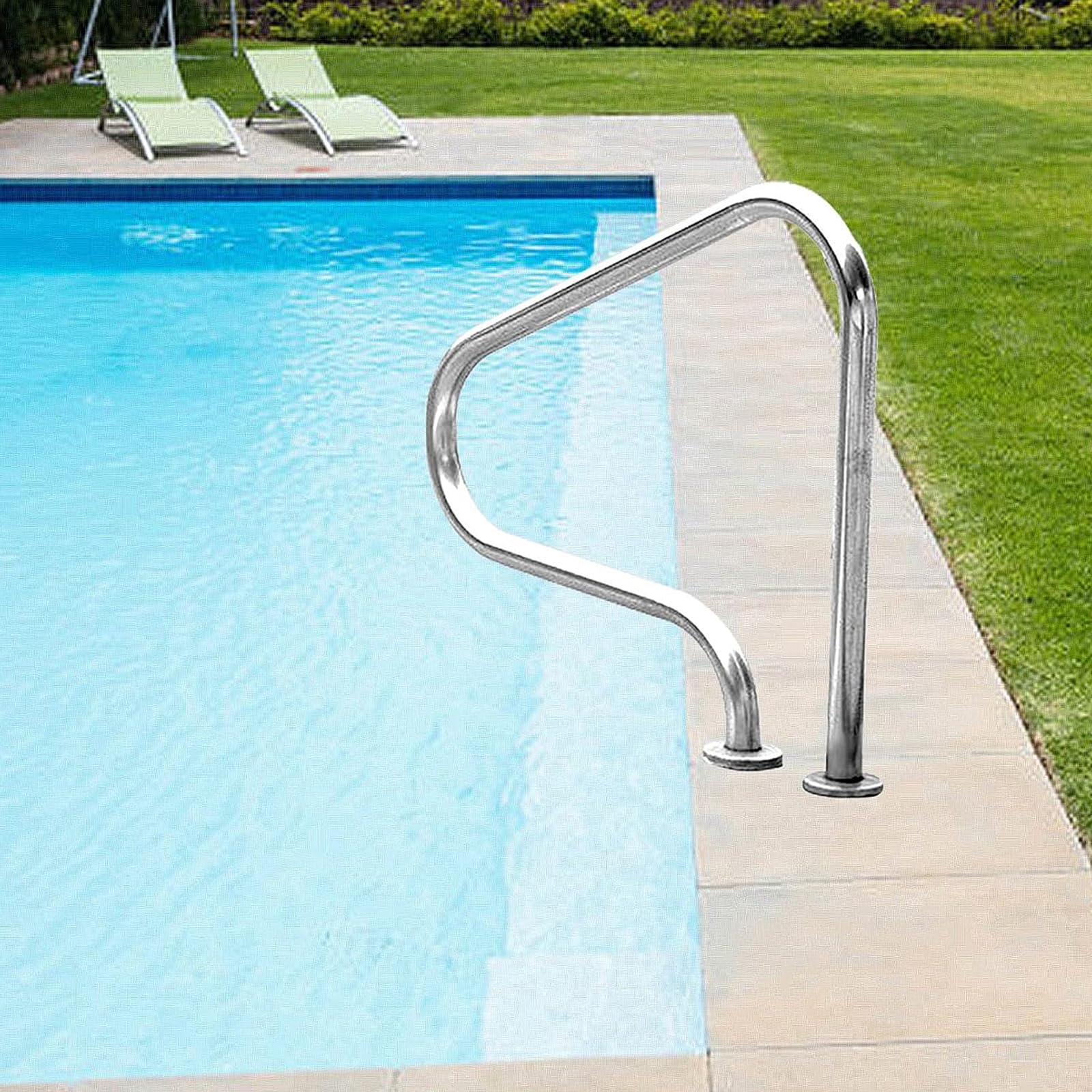 Pool Handrail Pool Handrails 304 Stainless Steel Swimming Pool Hand Rail for In Ground Swimming Pools, Safety Swimming Pool Railing