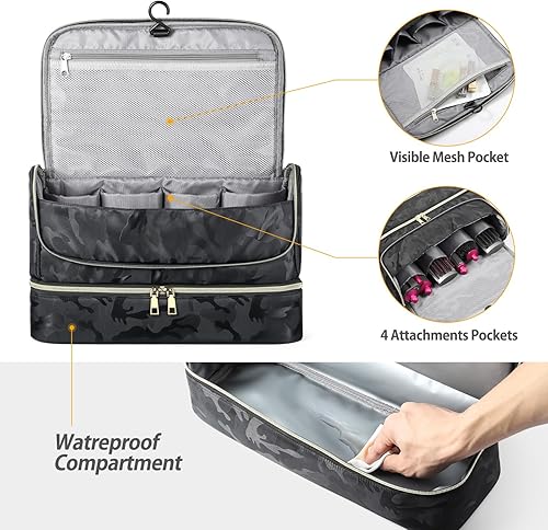 Miniatura 3 de Pripher Estuche de viaje de doble capa compatible con Dyson Airwrap Styler con compartimento impermeable, bolsa de viaje portátil impermeable bolsa
