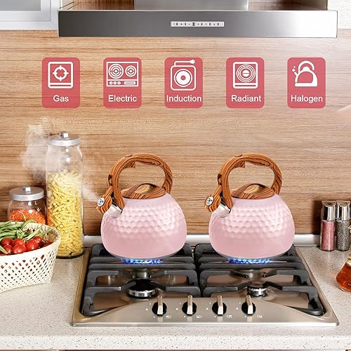 Miniatura 6 de GGC Hervidor de té para estufa, hervidor de silbido fuerte para hervir agua, café o leche, 3.1 cuartos de galón de acero inoxidable pesado 3L