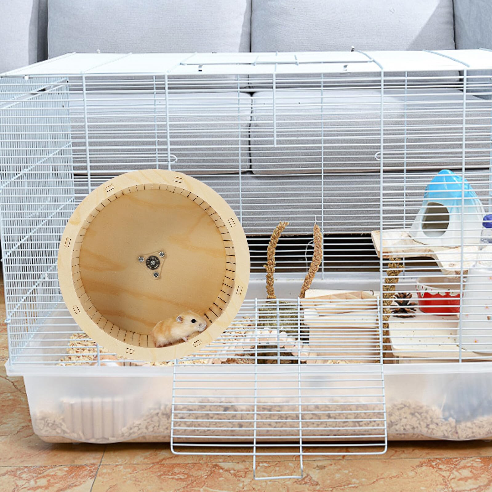 Roue d'exercice en Bois pour Hamster, Jouet Silencieux à Roulement Muet, 22cm, pour Cage de Petits Animaux Style Aléatoire