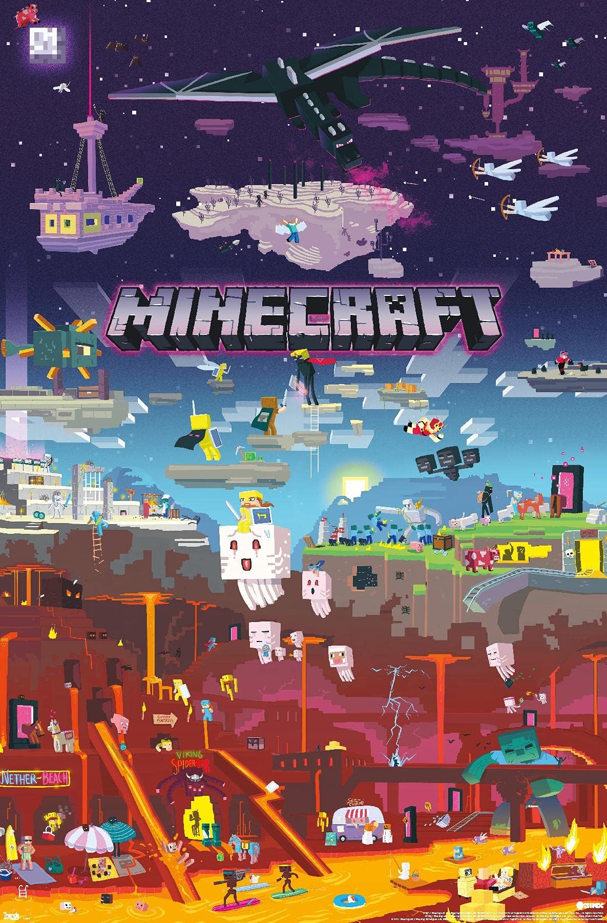 Minecraft - World Beyond Wall Poster, 22.375" x 34", Unframed Version