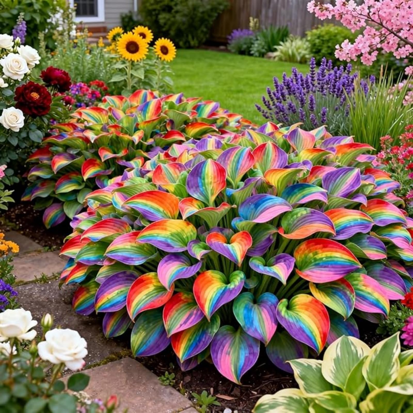 Lively Hosta Bulbs UK, Hardy Perennial, Excellent Display, Mix Greening Flower, Natural Organic, Wedding, Balcony Garden-4 Bulbs-B