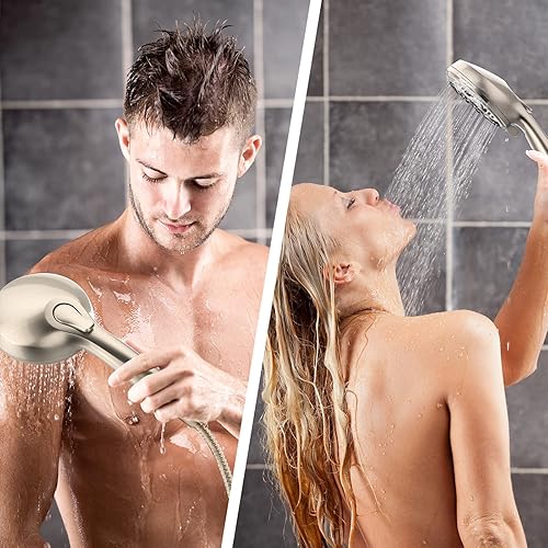 Miniatura 7 de SR SUN RISE Cabezal de ducha de mano desmontable de alta presión con 9 ajustes, regadera de mano con manguera extra larga de 71 pulgadas y pared