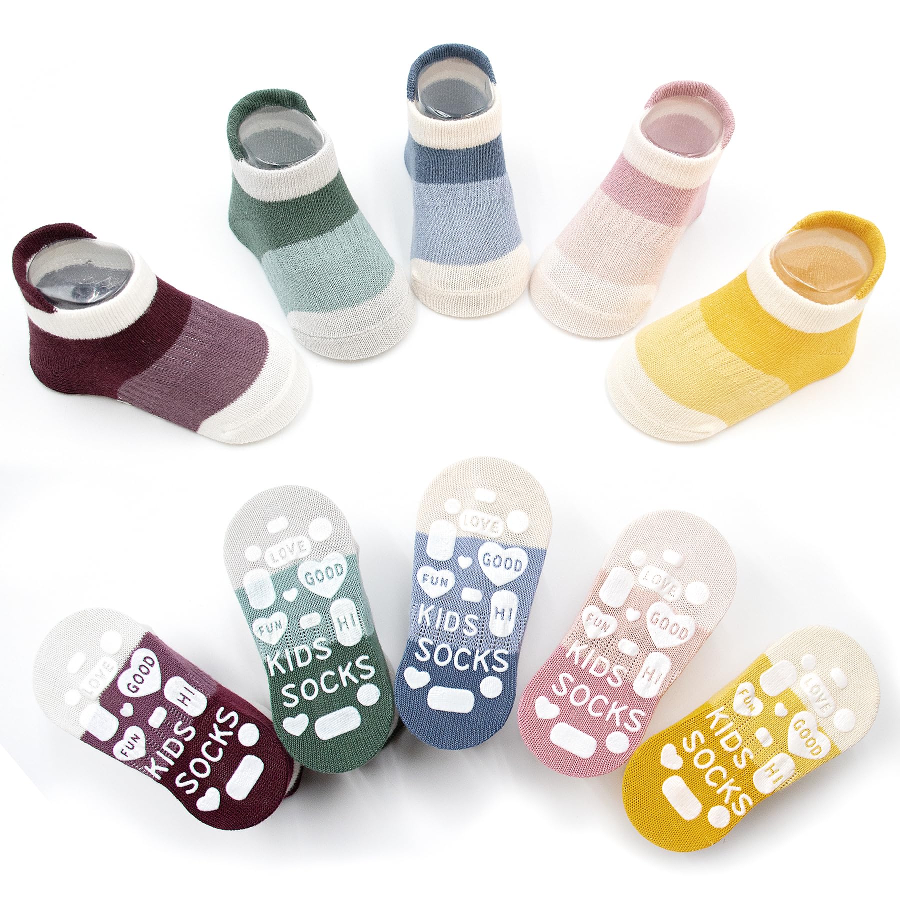 SkiBeaut Baby Socks Ankle Toddler Socks Kids Grips Low Cut Socks Non Slip Grippers Boys Girls Socks for 0-7 Years 5 Pairs