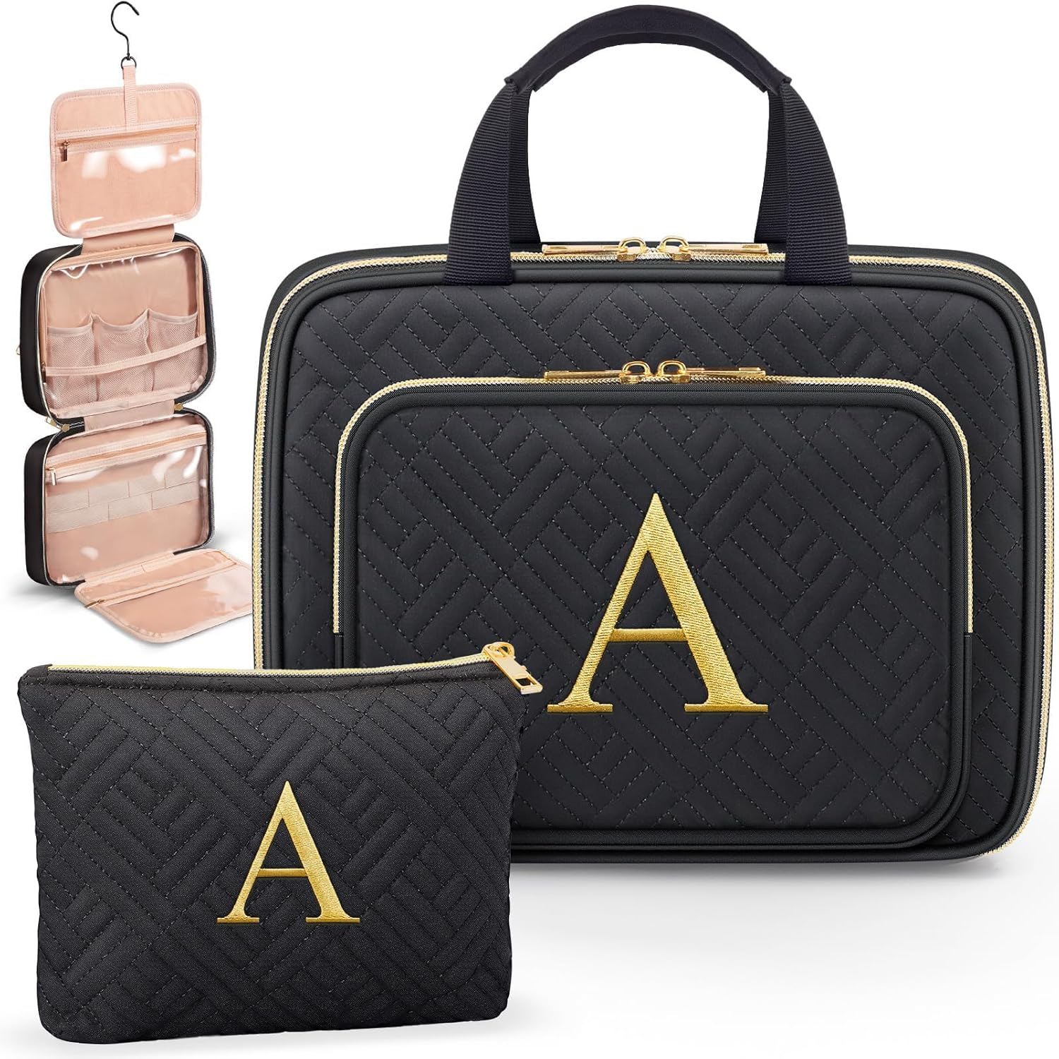 Gifts for Women, Initial Toiletry Makeup Bag Hanging Cosmetic Organizer with Embroidery Letter Personalized Nurse Teacher Appreciation Gift Birthday Mothers Day Gifts for Mom Sister Wife Friend Auntie Gifts for Women, Initial Toiletry Makeup Bag Hanging Cosmetic Organizer with Embroidery Letter Personalized Nurse Teacher Appreciation Gift Birthday Mothers Day Gifts for Mom Sister Wife Friend Auntie