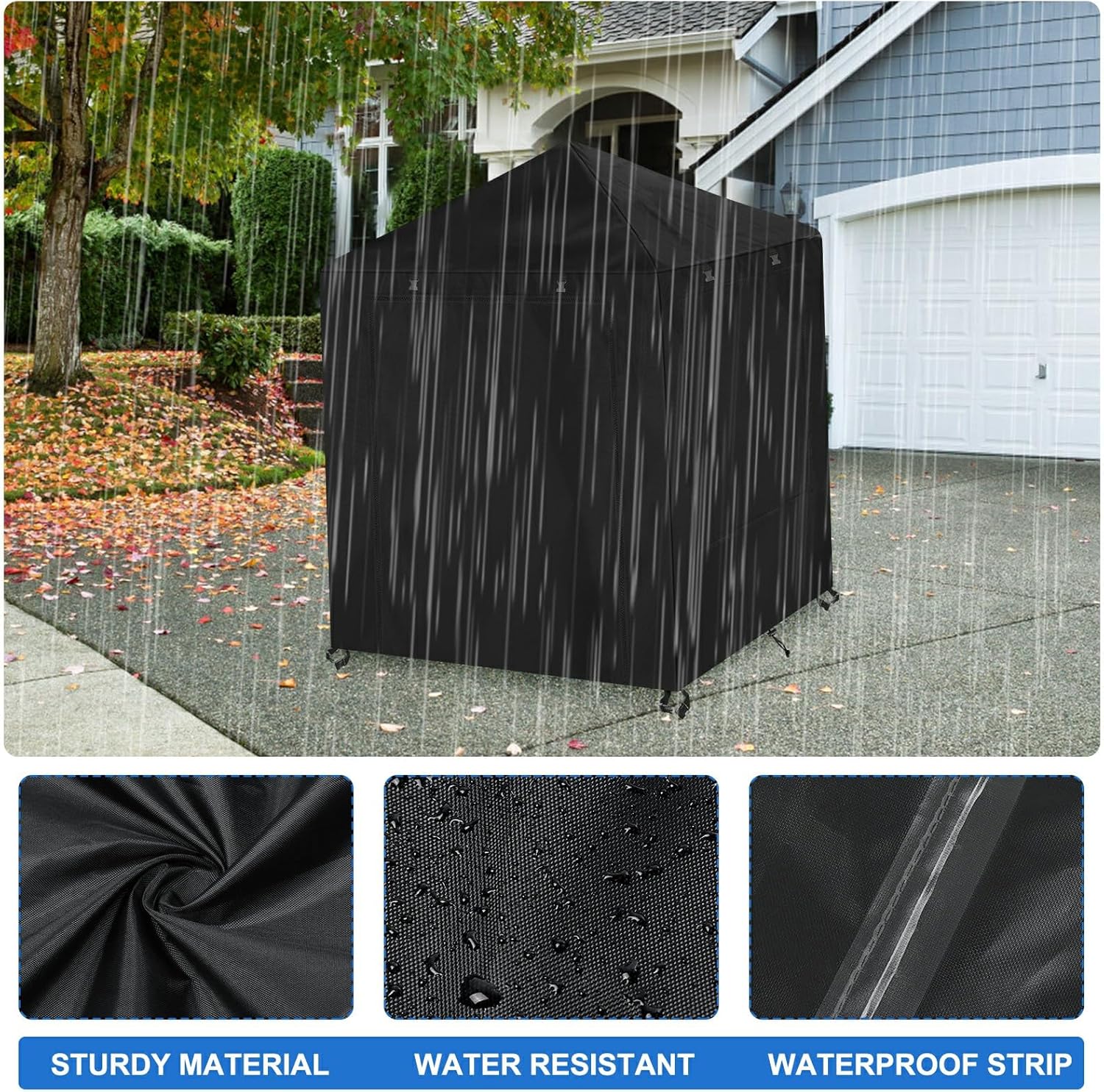 tonhui Outdoor Kids Playhouse Cover, 56" W x 56" D x 60" H Waterproof Playhouse Cover for Step2 Playhouse with Canopy, Openable Zipper Door and Windows, Windproof Design All Seasons Protection