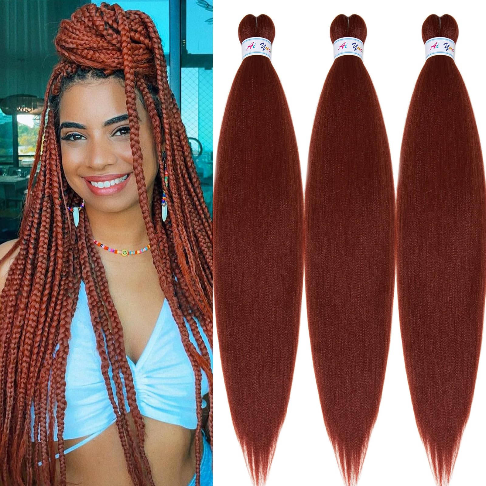 Amazon.com : Ai Yuchen 30 Inch Pre Stretched Braiding Hair Ginger