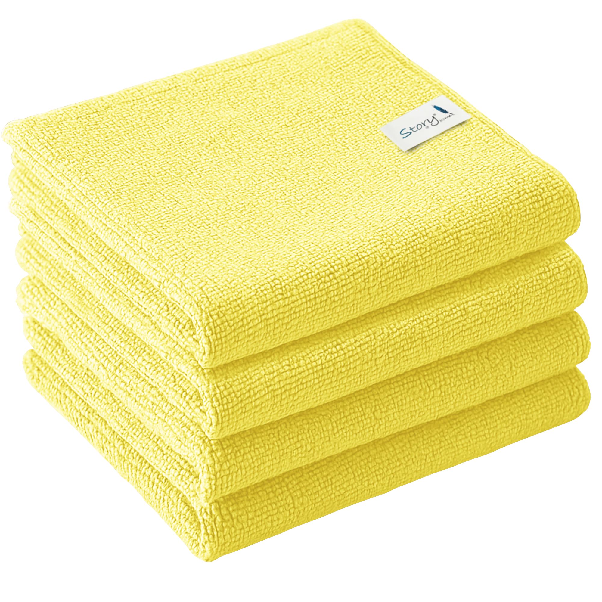 Story@Home Microfiber Cloth | 360 GSM Thick Lint & Streak-Free Multipurpose Cloths - Automotive Microfibre Towels for Car Bike Cleaning Polishing Washing & Detailing | (40 x 40 cm, Yellow) | Pack of 4-image-44