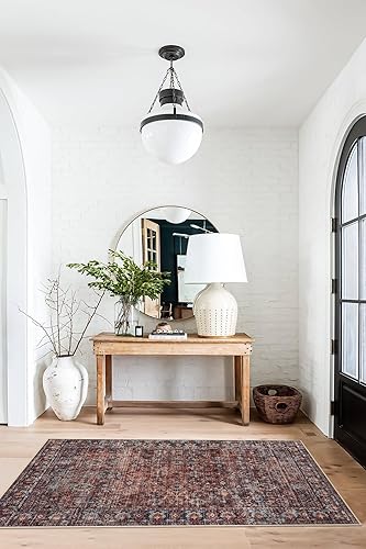 Miniatura 7 de LIVEBOX Alfombra lavable bohemia de 3 x 5 pies para cocina, dormitorio, antideslizante, alfombra roja para puerta delantera, para entrada, alfombra