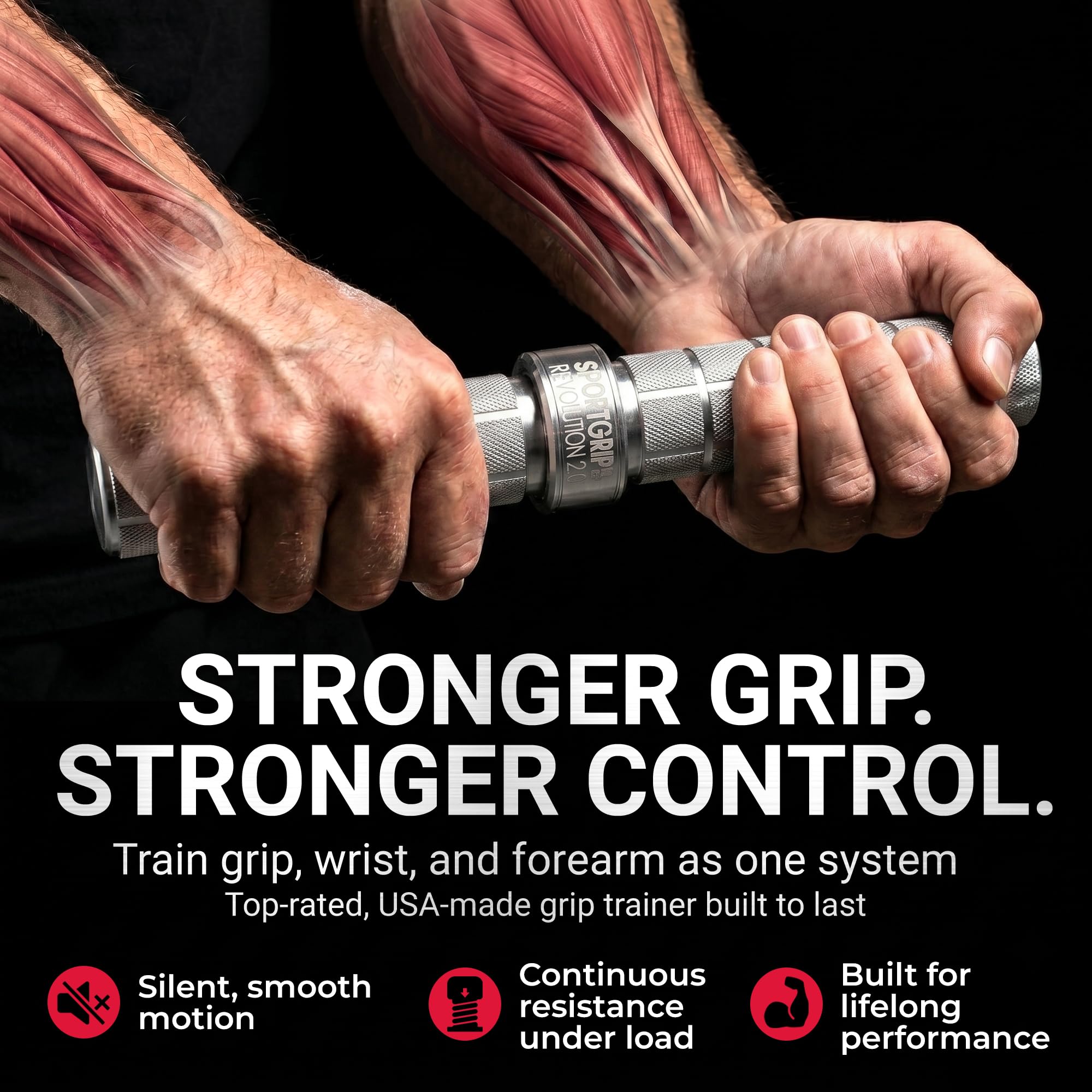 Sportgrips Sidewinder revolución – Muñeca, antebrazo, Agarre endurecedor # 1, Resistencia Ajustable