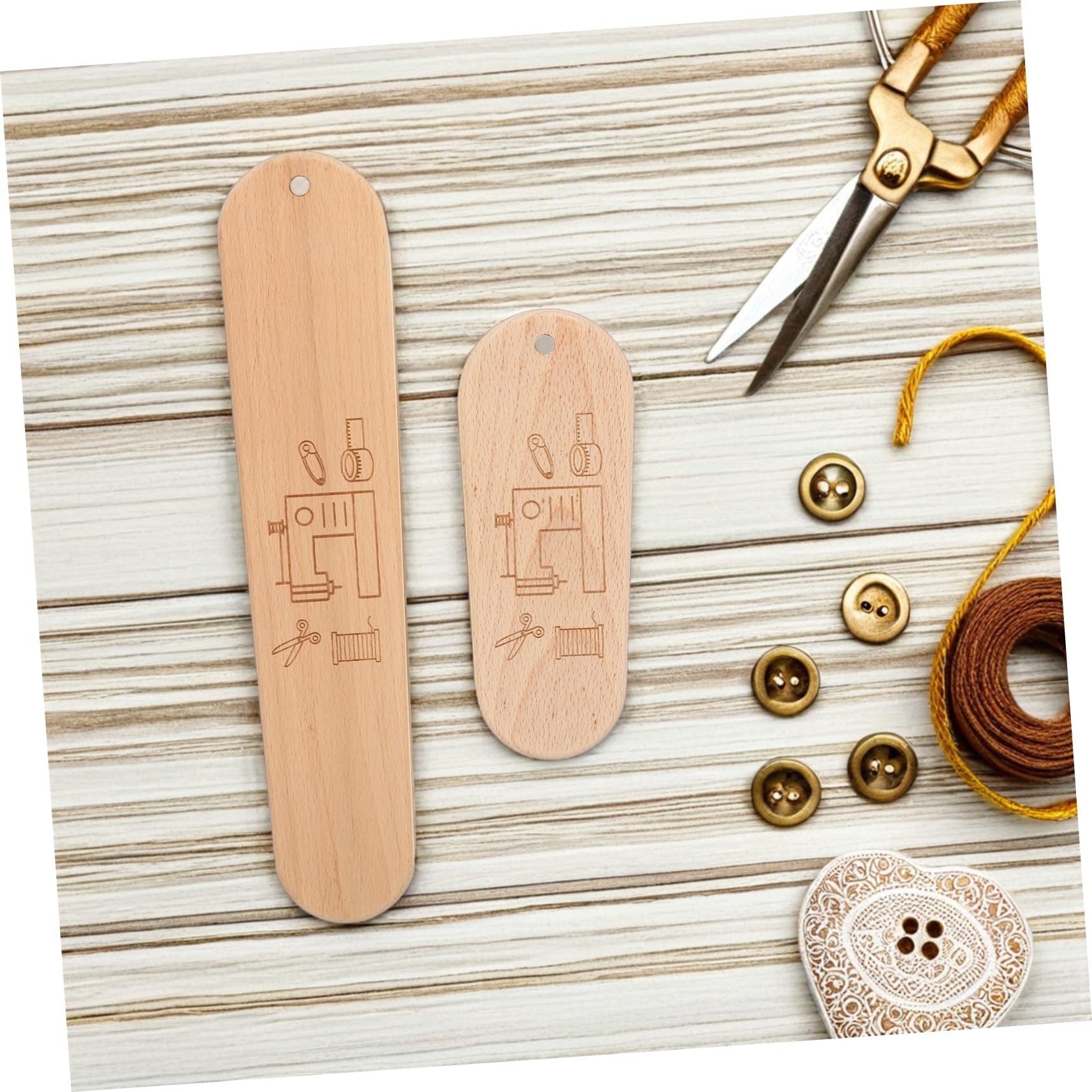 2pezzi Clapper Legno Per Cucito e Stiratura Con Scala Strumenti Per Quilting e Pressatura Tessuti Pratico e Resistente Per Cucitrici e Appassionati Di Patchwork