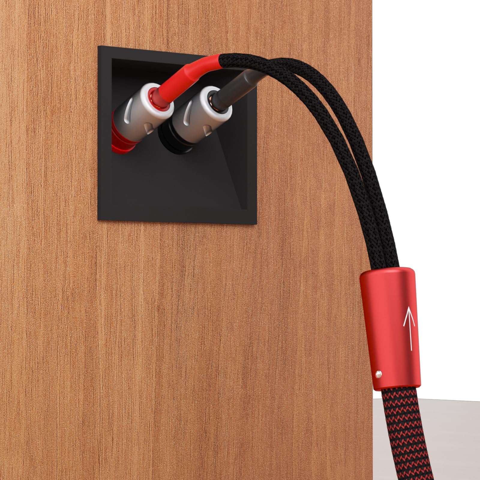Cable de altavoz de 13 AWG, conector banana de alta gama, cable de alimentación Hi-Fi, cable de cobre blindado trenzado para altavoces OFC con anillos magnéticos para audio, cine en casa